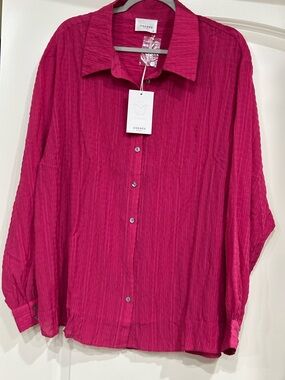 ANDRÉE BY UNIT Fuchsia Textured Button Shirt